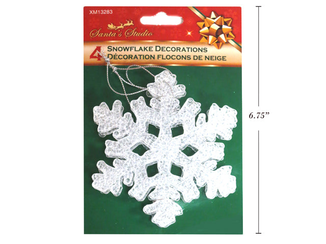 Carton of 36 Hanging Acrylic Snowflake Decorations 4 Pack