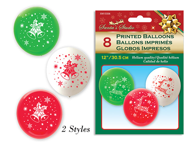 Carton of 24 Christmas Printed Balloon 8 Pack