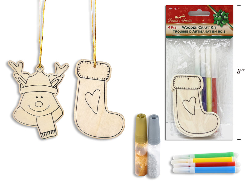 Carton of 24 Christmas Hanging Wooden Craft Kit