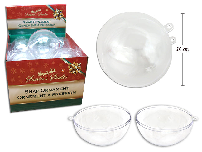 Carton of 30 Clear Snap Ornament Container Large