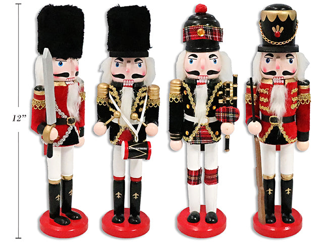 Carton of 12 Christmas Traditional Deluxe Nutcracker With Gold Base