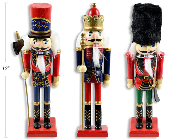 Carton of 12 Christmas Traditional Deluxe Nutcracker With Gold Base