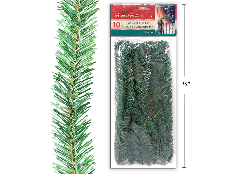 Carton of 24 Christmas Pine Garland Ties 10 Pack