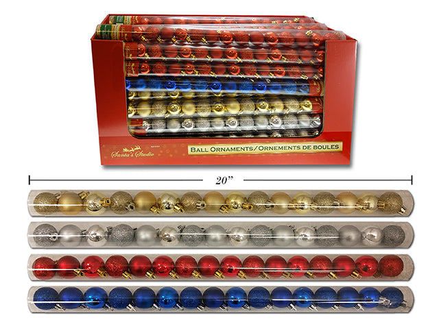 Carton of 48 Christmas Glitter Matte Shiny Ball Ornament 16 Pack