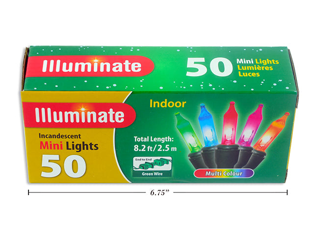 Carton of 12 Christmas Mini Indoor Lights Multi Color End To End 50 Pack