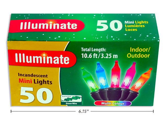 Carton of 12 Christmas Mini Outdoor Lights Multi Color End Too End 50 Pack