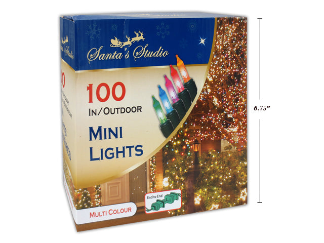 Carton of 12 Christmas Mini Outdoor Lights Multi Color End Too End 100 Pack