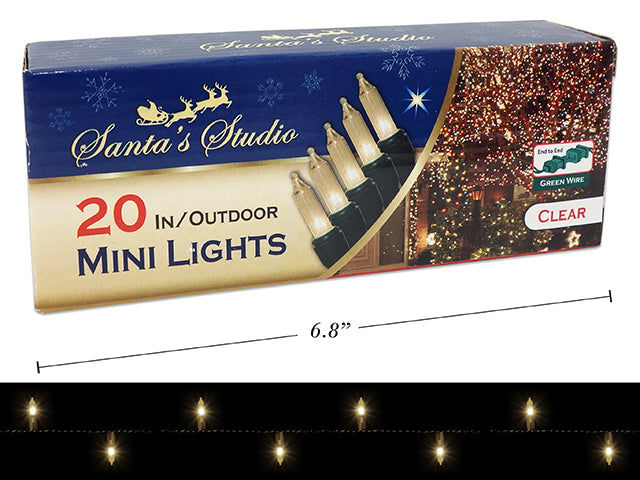 Carton of 12 Christmas Mini Outdoor Lights End To End Clear 20 Pack