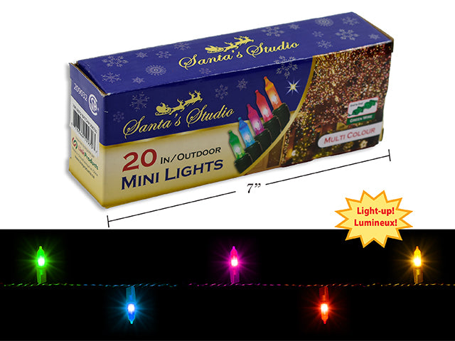 Carton of 12 Christmas Mini Outdoor Lights End To End Multi Color 20 Pack