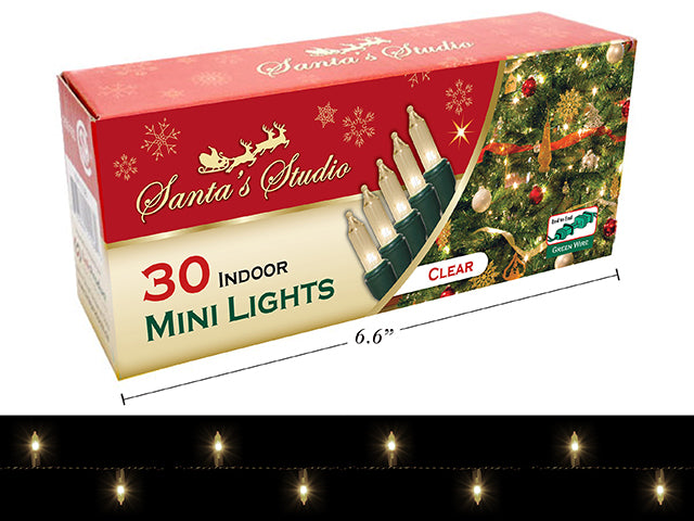 Carton of 12 Christmas Mini Indoor Lights End To End Clear 30 Pack