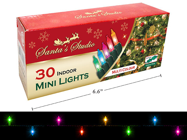 Carton of 12 Christmas Mini Indoor Lights End To End Multi Color 30 Pack