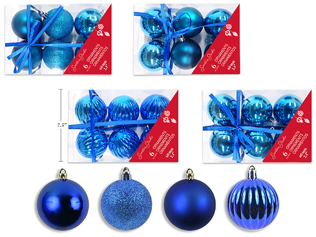 Carton of 12 Blue Ornament Assortments 6 Pack