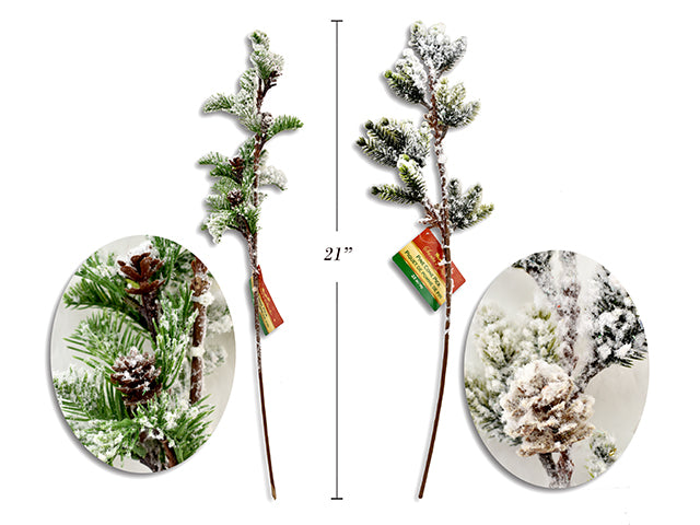 Carton of 24 Christmas Snow Flocked Pine