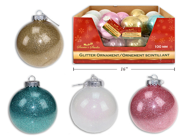 Carton of 24 Christmas Spray Glitter Ornament Pink