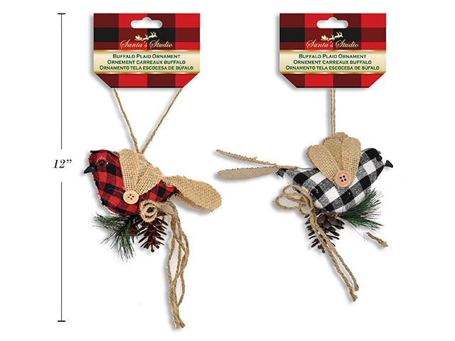 Carton of 12 Christmas Canvas Buffalo Plaid Ornament