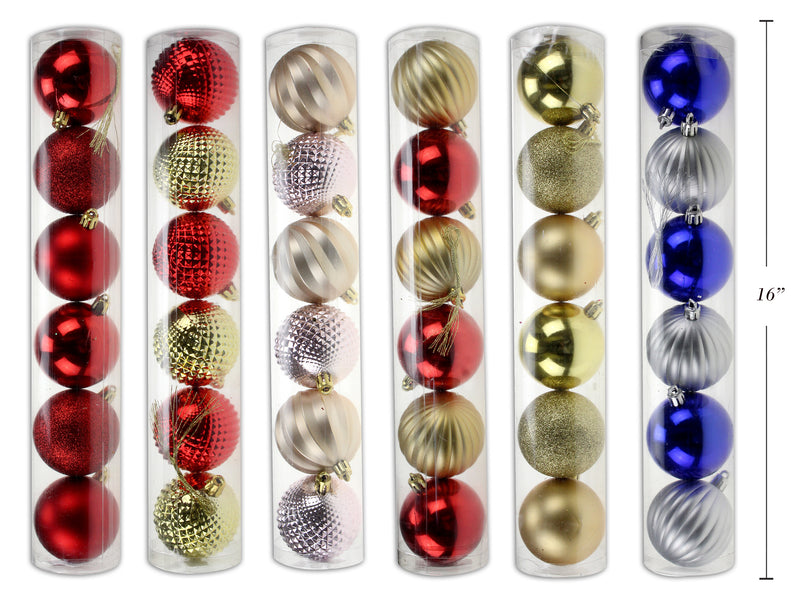 Carton of 36 Christmas Ornament Balls 6 In A Pack