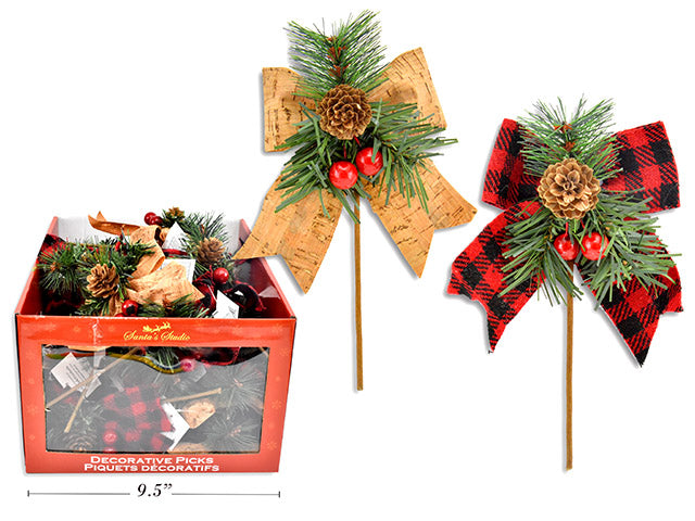 Carton of 36 Christmas Birchbark Bow Pick