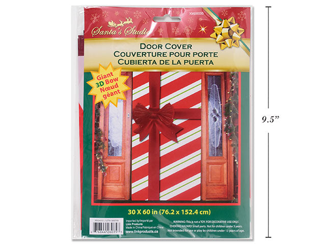 Carton of 24 Christmas Giant 3D Bow Door Cover Red