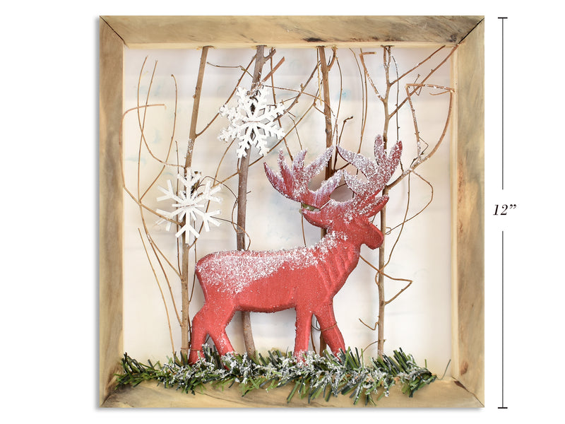 Carton of 8 Christmas Wooden Reindeer Decoration