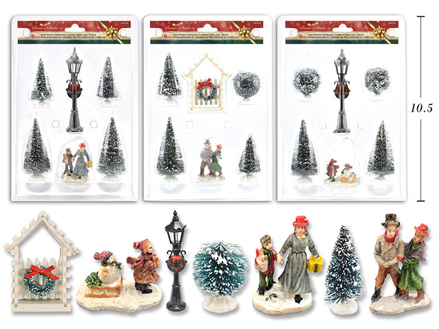 Carton of 12 Christmas Diorama Polyresin Trees And Characters