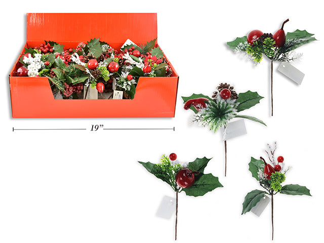 Carton of 36 Christmas Printed Poinsettia Leaf Pick