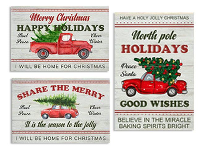 Carton of 12 Christmas Embossed Metal Old Fashion Signs Country