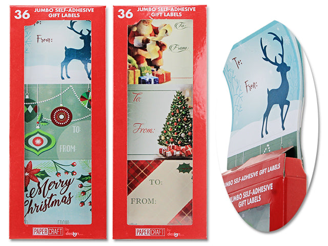 Carton of 24 Christmas Glossy Self Adhesive Gift Tag Labels