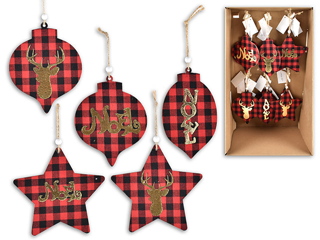 Carton of 24 Christmas Die Cut Buffalo Plaid Ornament