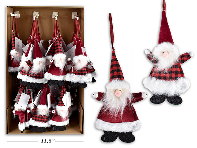 Carton of 72 Christmas Buffalo Plaid Santa Ornament