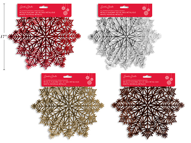 Carton of 24 Christmas Die Cut Foil Metallic Snowflake Placemat