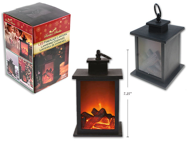 Carton of 12 Christmas Battery Operated Led Fireplace Lantern