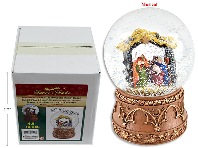 Carton of 9 Christmas Wind Up Musical Nativity Scene Water Globe With A Embossed Base