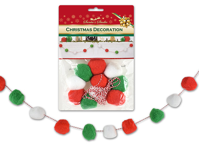 Carton of 24 Christmas Pom Pom Garland