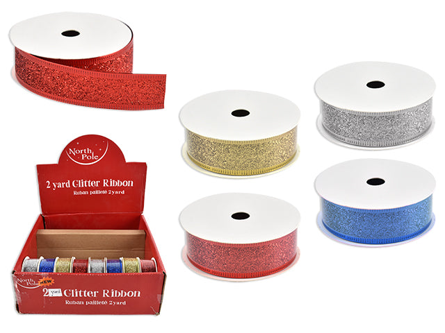 Carton of 24 Christmas Glitter Ribbon