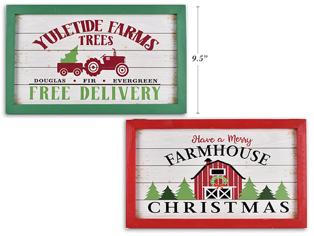 Carton of 12 Christmas Country Style Hanging Wooden Plaque