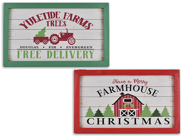 Carton of 12 Christmas Country Style Hanging Wooden Plaque