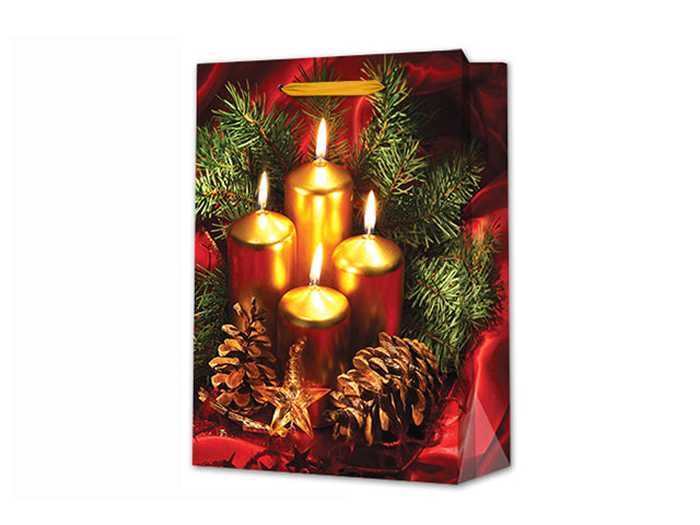 Carton of 12 Christmas Matte Photographic Candles Small Gift Bag