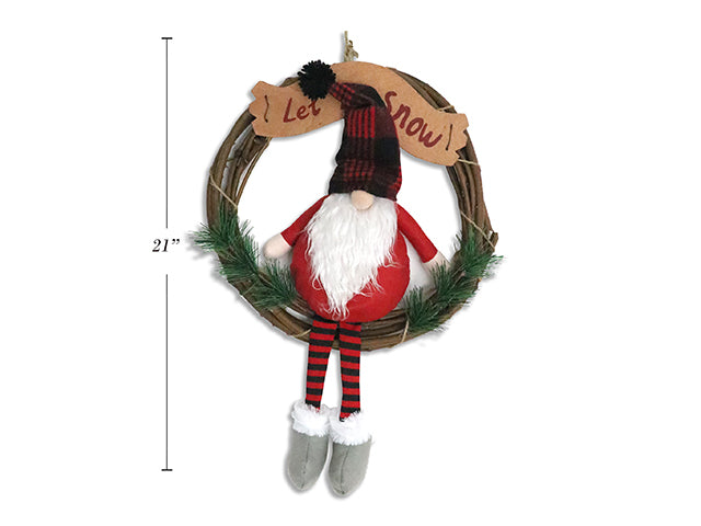 Carton of 6 Red And Black Buffalo Plaid Plush Gnome Welcome Wreath