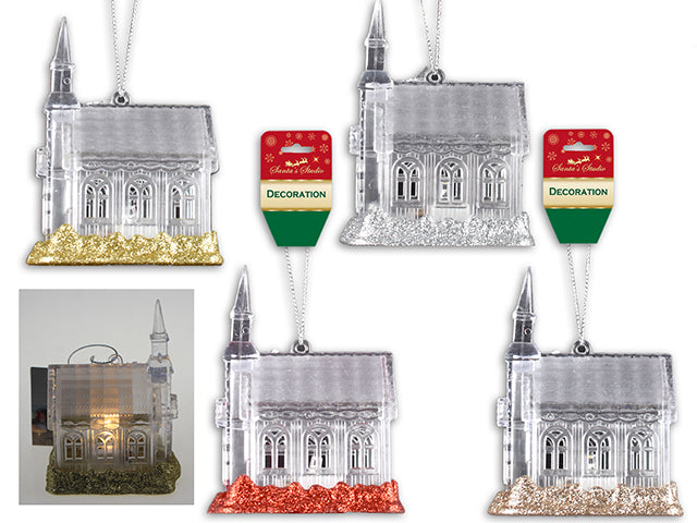 Carton of 12 Christmas Light Up House Ornament