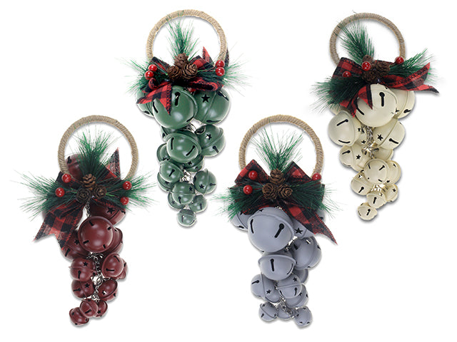 Carton of 12 Christmas Country Style Jingle Bell Door Hanger