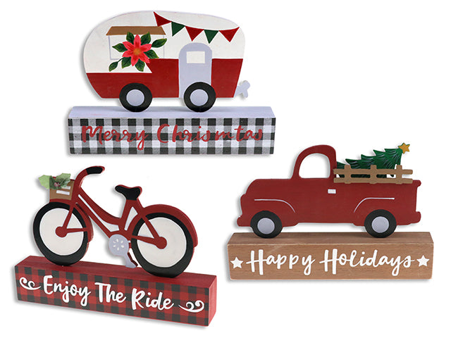 Carton of 12 Christmas Vehicles Tabletop Decor