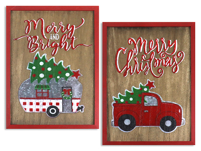 Carton of 12 Christmas Truck Wall Frame Decor