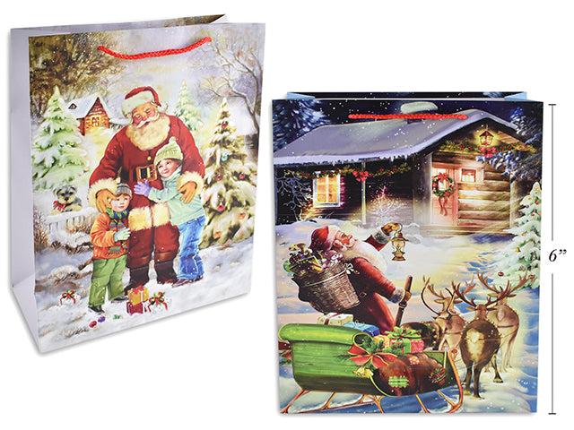 Carton of 24 Christmas Matte Traditional Santa Small Gift Bag