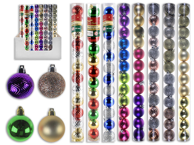 Carton of 48 Glitter Matte Shiny Ball Ornament