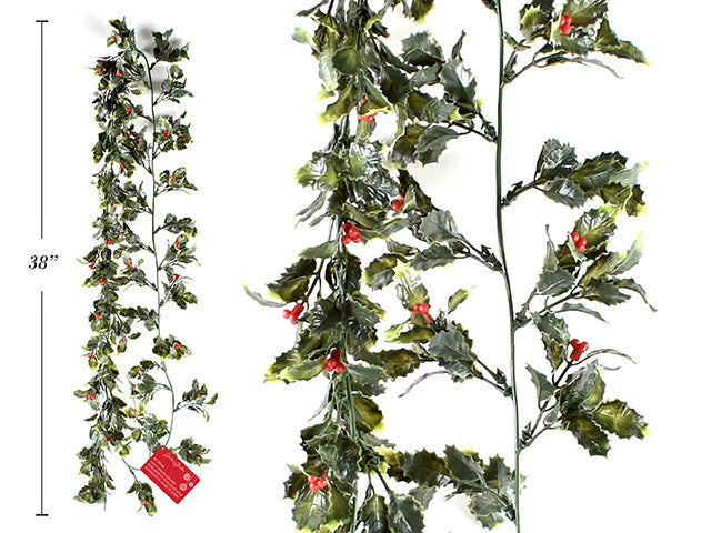 Carton of 24 Holly Leaves Garland With Berries