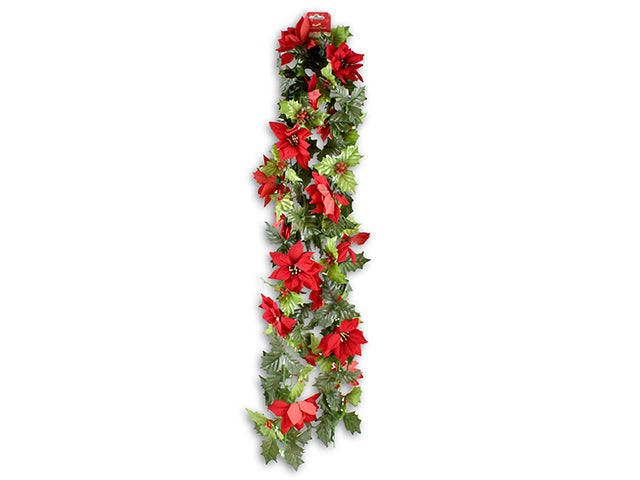 Carton of 12 Glitter Poinsettia Garland