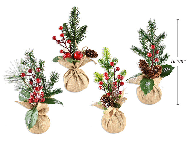 Carton of 6 Christmas Pine Tree Tabletop Decor