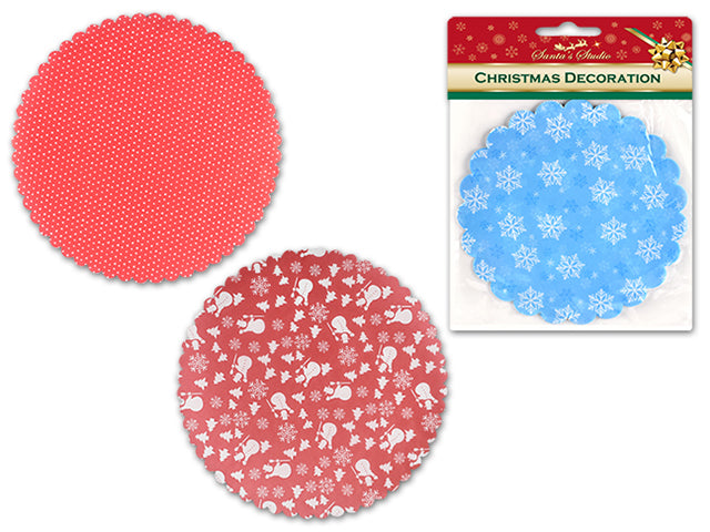 Carton of 36 Christmas Grease Proof Printed Paper Doilies