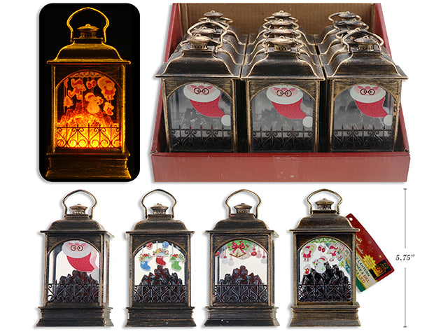 Carton of 12 Christmas Light Up Fireplace Lantern