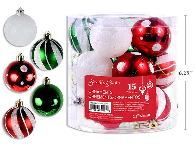 Carton of 6 Christmas Ball Ornament